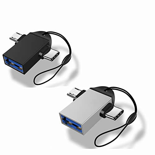 BLKing OTG Adapter, 2 in 1 Mobile Phone Adapter Type-C & Micro USB to USB 3.0 High-Speed Transmission, for Android Smartphones or Tablets, Multi-Function Adapter (2Pack)