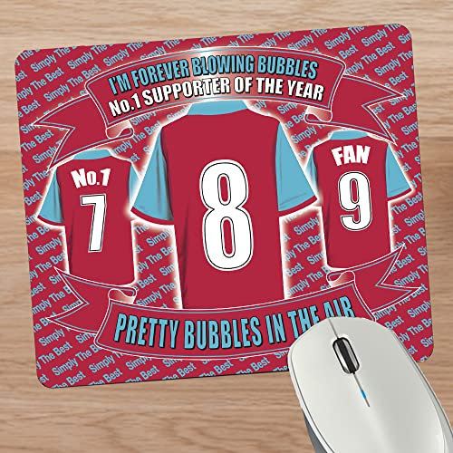 Ashby's West H Utd Football Shirt Mouse Mat Gift - Red Plastic Vinyl Mouse Pad - Small - Occasion