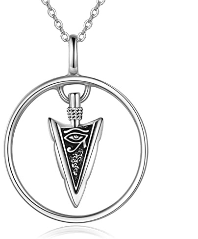 CUPENDA Pfeilspitzen Halskette Sterling Silber Vegvisir Odins Speer mit Auge des Horus Anhänger Halskette Wikinger Krieger Schmuck Geschenk für Damen Herren