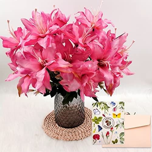 SNAIL GARDEN 14 Köpfe künstliche Lilienblüten, 2er-Pack künstliche voll blühende Tigerlilie mit Grün-Faux-Stargazer-Lilien gemischter Busch für Home Office Blumenarrangement Hochzeitsfeier Dekor