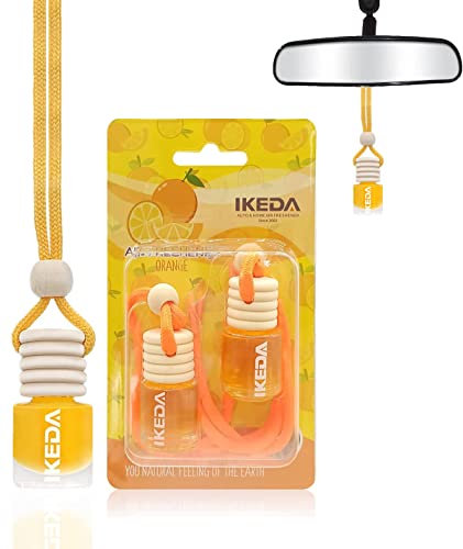 Car Air Fresheners for Men | Orange Smell Air Freshener Car | Strong Perfume Car Hanging Diffuser with Odour Eliminaor Technology | Car Accessories for Women | Car Scents Air Fresheners by Ikeda