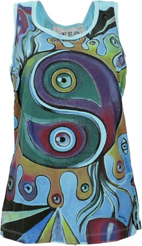 GURU SHOP Mirror Tank Top, Yoga-Top - Flower of Life, Damen | Baumwolle, weich und angenehm zu tragen, pflegeleicht, normaler Schnitt, vielseitig kombinierbar