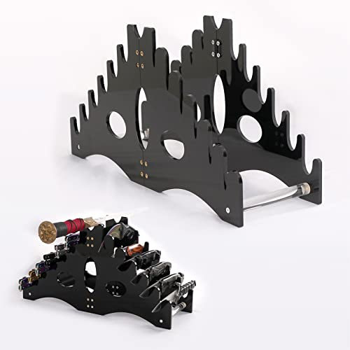 Holds 12 Pocket Knives Display Stand Knife Display Case Collector's Knife Display Stand Knife Collector Display Stand Acrylic Table Top Knife Stand for Pocket Knives Storage (Black)