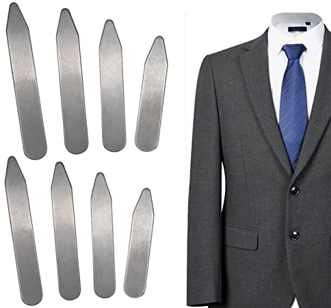collare di metallo soggiorni, 8 pezzi collare di soggiorni in acciaio inossidabile per colletto,stecche per colletto della camicia,Metallo Collar Stays per camicia uomo padre marito (4 taglie)