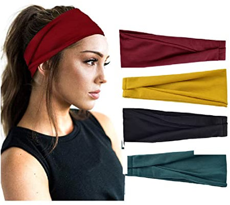 SJBAUTYO 4PCS Mode-Stirnbänder für Frauen,4 Stück haarband zum binden,Sportfan Stirnbänder,Haarbänder Elastisch,für Frauen Mann Yoga Workout Sport Headbands