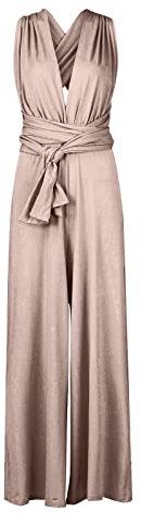Saymany Jumpsuit Damen, Hosenanzug Armellos, Overall Für Hochzeit, Beige