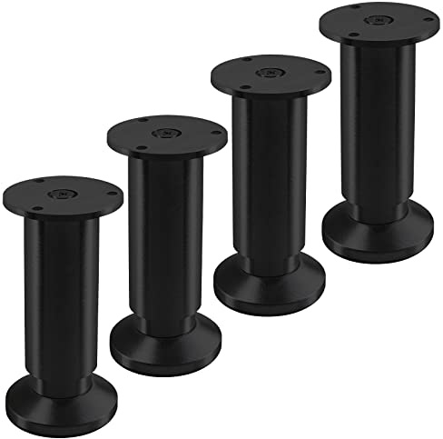 SOTECH 4 Stück Möbelfüße Terra Höhe 120 mm Schwarz eloxiert | Tischbeine höhenverstellbar bis max. 15 mm, belastbar bis 250 kg / je Fuß