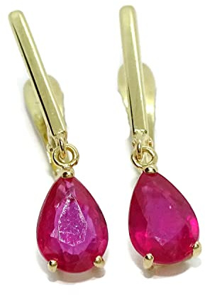 Wunderschöne Ohrringe aus 18-karätigem Gelbgold mit 2 natürlichen Rubinen, 7 x 5, Schaufelverschluss, 2,20 cm lang, Gewicht: 1,15 g., cm, 100 % Gold 18 K, Rubin