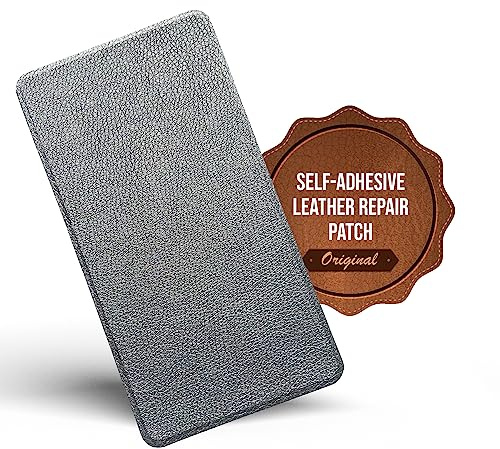 MastaPlasta Premium Easy All-in-One Leather Repair Kit. Leather Patches for Sofas Self Adhesive - Silver 20cm x 10cm (8in x 4in). Upholstery Leather Repair Patch for Car Seats, Chairs, DIY, Craft