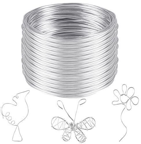Yoosso Basteldraht 2mm x 50m, Aluminiumdraht Draht zum Basteln Silberdraht Schmuckdraht Aludraht für Bastelarbeiten Schmuckherstellung Handwerk