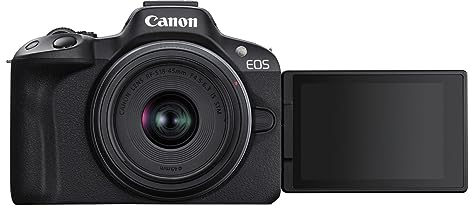 Canon EOS R50 + RF-S 18-45mm F4.5-6.3 IS STM|24.2MP APS-C Mirrorless Camera|Upto 15fps Cont.|Dual Pixel CMOS AF II|4K 30p|Vari-Angle screen|Bluetooth & WiFi|Black (Renewed)