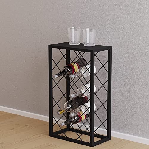 [en.casa] Weinregal Amasia 74x45x22 cm Schwarz Flaschenregal aus Metall Flaschenhalter Getränkeregal robuster Weinhalter für Bar, Weinkeller
