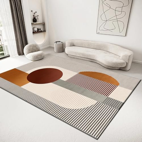 Kitchen Carpet,Waschbarer, Rutschfester Teppich Mit Braungrauem Streifendesign,teppiche groß für Wohnzimmer,deko Outdoor 120x160cm