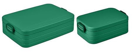 Mepal | Take a Break Duo Pack | Brotdose To Go | Lunchboxen für 2 bis 4 Sandwiches oder 4 bis 8 Brotscheiben | ideal für Meal Prep | Essenbox mit Unterteilung | Vivid Green