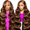 Alionly Human Hair Wig, Echthaar PerüCke Chocolate Brown Body Wave 13x6 HD Lace Front Wig Human Hair, #4 Brun Clair 180 Dichte PerüCke Damen Mit Babyhaar 24 Zoll (60 cm)