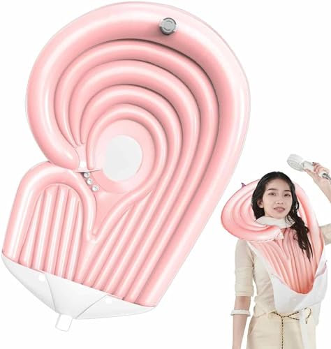 CUSMA Lavabo Inflable para Pacientes Postrados En Cama, Lavabo Portátil para Ancianos con Bomba De Aire, Bandeja Plegable De PVC para Lavado De Cabello En Casa