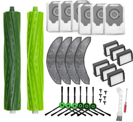 Accesorios de repuesto compatibles con iRobot Roomba Combo j7+ j9+ robot aspirador y fregona, filtro, cepillo, bolsa de polvo (paquete de 24 filtros + cepillo + trapeador + bolsa kit)