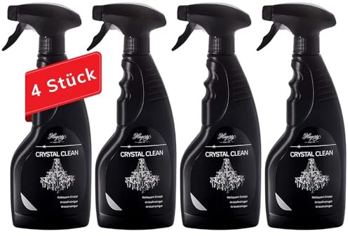 Hagerty Set 4x Crystal Clean Kristallreiniger Spray 500 ml I Effektives Kronleuchter Reinigungsmittel I Reinigungs-Spray zur mühelosen Reinigung und Pflege von Leuchtern aus Kristall Glas und Metall