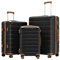 COOLIFE Koffer Trolley-Koffer Hartschalen-Koffer Rollkoffer Reisekoffer von ABS-Material mit TSA-Schloss Teleskopgriff und 4 Zwillingsrollen (Schwarz/Braun, Koffer-Set)