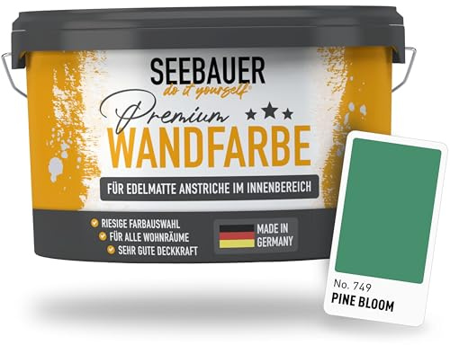 SEEBAUER diy Peinture murale vert pour intérieur (No. 749 Pine Bloom 2,5 Litre) Tons vert haute opacité