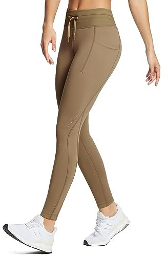 baleaf Damen Wanderleggings wasserdichte Skihose Winter Leggings Outdoor Thermohose high Waist 25 Braun 3XL