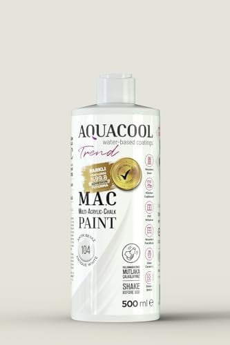 Aquacool Trend MAC paint - Furniture, cabinets, tiles, countertops No primer or varnish needed 16.9 Fl Oz (TRD 104 Antique White)