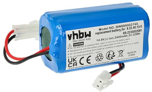 vhbw 1 x Battery Replacement for Tefal RS-2230002091 for Robot Vacuum Cleaners (3400 mAh, 14.8 V, Li-Ion, without Case)