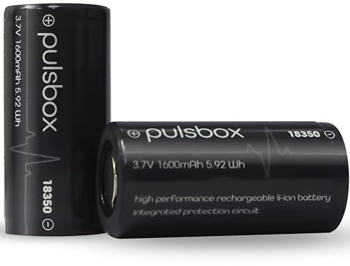 pulsbox 18350 | 18400 Li-Ion Battery 3.7 V 1600 mAh Integrated PCB Protection Circuit (Flat Positive Pole)