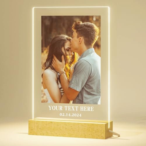 SENSING Placa Spotify Personalizada - Regalo Aniversario, Pareja, Novio, Novia - Regalo Original y Personalizado con Foto - Placa de Metacrilato con Canción de Spotify - con Base de Madera