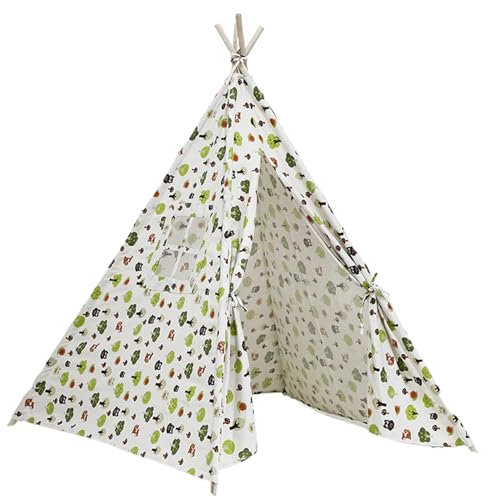 Kinder Spielen Teepee Zelt für Kinder, 51x47x47 '' Teepe Kids Tent für Kinder tragbare Tipi -Spielzelt mit Fenster lustig und sicheres Indoor -Zeltspiel für Kinder Geburtstagsgeschenke Grün Blum