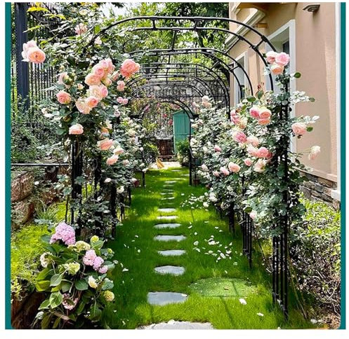 Arco in ferro per pergolato da giardino, traliccio per piante rampicanti, supporto per pergola ad arco per varie decorazioni per feste nuziali, decorazione per prato (dimensioni: 200 cm x 240 cm x 30
