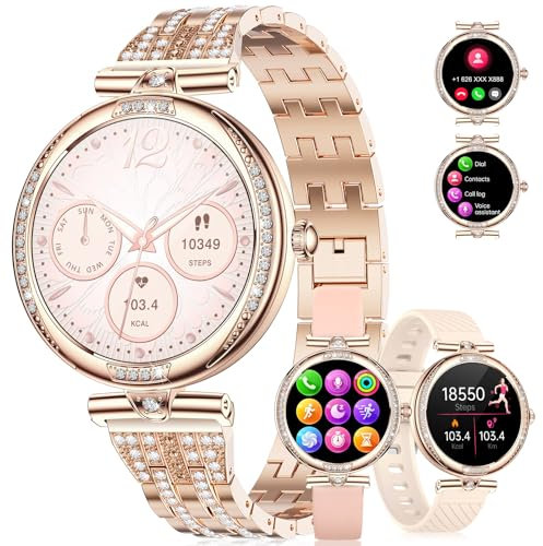 LIGE Montre Connectée Femme, IP68 Montre Connectée Femme Waterproof, Appel Bluetooth/120+ Modes Sportifs/Sommeil/Fréquence Cardiaque/SpO2, Montre Podometre Femme, Montre Connectée pour Android iOS