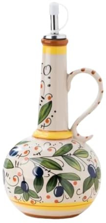 KWJNH Dispenser di olio d'oliva in ceramica, 652 g, bottiglie dipinte a mano per cucina in gres porcellanato decorativo oliva/oliva/oliva
