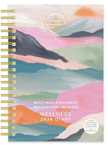 2026 Flawsome Mindfulness Wellbeing and Self Care A5 Wiro Diary Week To View