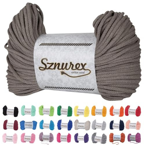 Makramee Garn 5mm x 100m Baumwollschnur Perfekt für DIY, Garn für Makramee-Schnur über 50 Farben Oeko-TEX Zertifiziert - Baumwollkordel (Beige, 5mm/100 Meter)