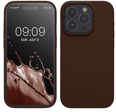 kwmobile Case for iPhone 15 Pro Case - Soft TPU Silicone Cover - Chocolate
