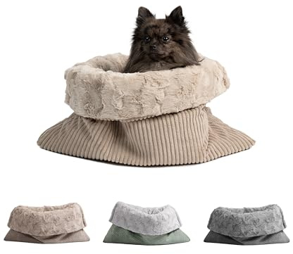 HS-Hundebett® Schlupfsack Cord-Exklusiv – Vielseitige Kuschelhöhle für Hunde und Katzen – Waschbar – Made in DE (Beige/Sand, 65x90 cm)