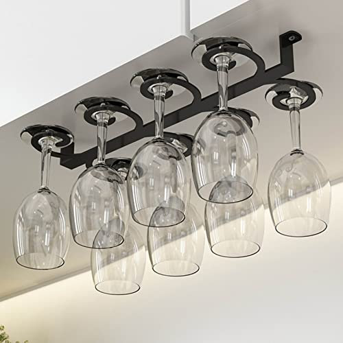 Glas-, Kelch- und Stielglasregal, weißes Metallglasregal für die Unterschrank-Küchenbar, Weinlagerhalter, schmiedeeiserne Weinglasregale (Größe: Schwarz)