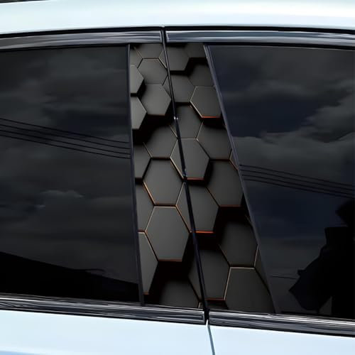 2PCS 3D Honigwabe Vinyl-Aufkleber Auto B Säule Wasserdicht Sonnenschutz-Kratzschutz Aufkleber DIY Tür Post Aufkleber Abdeckung Kratzer Auto Personalisierte Außen Zubehör (Schwarz 2)