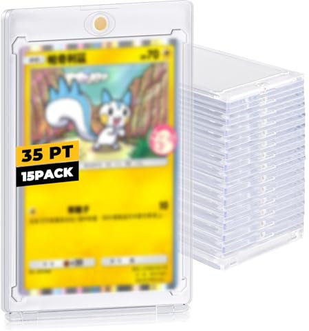 KOMABLEN 15 Pezzi Carte Cornici Acriliche, 35PT Trasparente Espositore Carte, Protezione UV Magnetic Trading Card Holder, Rigida per Collezionabili per Magic, MTG, Sport
