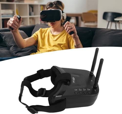 Sustvita 5.8GHz FPV -Brille, FPV -Brille 3 Zoll 40Ch HD Video Headset mit Antenne für FPV -Drohnenrennen