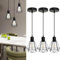 HiBay 3er Set Pendelleuchte E27 Lampenschirm Hängelampe 1 Flammig Drahtleuchte Vintage Esstischlampe Eisenkäfig Schwarz Küchenlampe Hängend Max. 60W (Ohne Leuchtmittel)