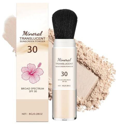 Mineral Sunscreen Setting Powder SPF30 with Soft Brush,Lightweight Translucent Face Powder for Oil Control & Matte Finish,Long-Lasting Soft Focus Effect to Minimize Pores Fine Line