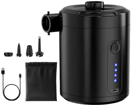 Pompa ad aria ricaricabile – Gonfiatore wireless portatile per gommoni | Strumento compressore rapido con basso rapporto per viaggi, materassi ad aria, nuotatori, campeggio e utilizzo