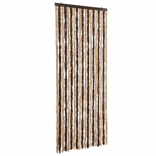Insektenschutz-Vorhang aus 100% Polypropylen-Chenille, 56x185 cm, beige und Hellbraun - Perfekter Insektenschutz für Fenster und Terrassentüren, atmungsaktiv und langlebig