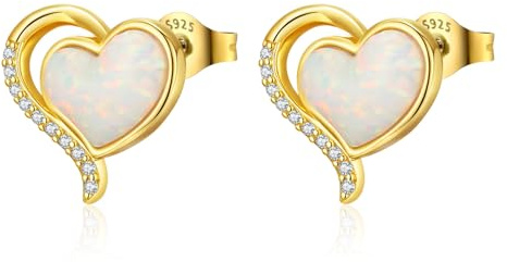 GW Damen Herz ohrstecker Silber 925 Malachit Türkis Opal für Empfindliche Ohrschmuck Geburtstag Geschenke für Frauen