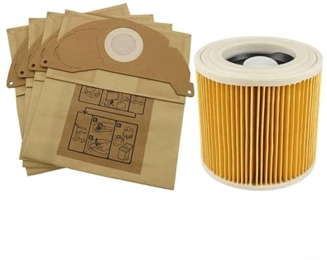 Sacs Et Filtres À Cartouche For Aspirateur Eau Et Poussière SOFT, Compatibles Avec Karcher, WD2, WD2.200, MV2, A2004, 6.904-322.0