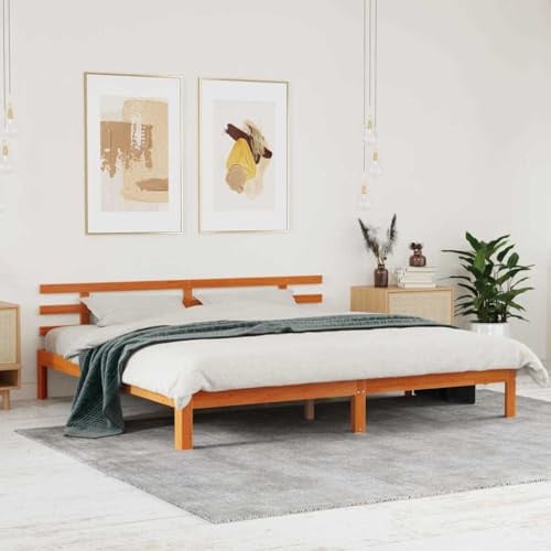 vidaXL Bettgestell Wachsbraun 200 x 200 cm Massivholz Kiefer, Moderner Minimalistischer Bettgestell, stylische Schlafzimmermöbel, funktionales Kiefernholz, zeitgemäße Schlaflösung