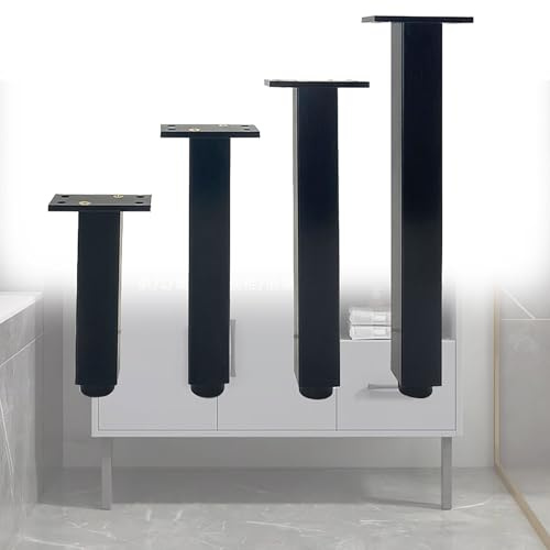 HFDASUENT 4 Stück Metall Möbelfüße,Verstellbare Möbelbeine Schrankfüsse Tischbeine,Füße für Sofas und Sessel,Schwarz Möbelfüsse für Schränke, Tische, Sofas, Nachttische