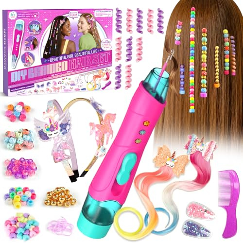 Regalo Bambina 5 6 7 8 9 Anni,Accessori per Capelli con Macchina per Trecce
